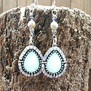 Boho style teardrop charm & bead dangles